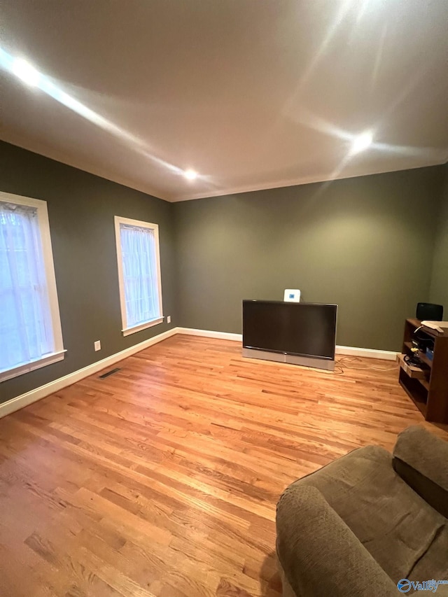 living room with light wood-type flooring