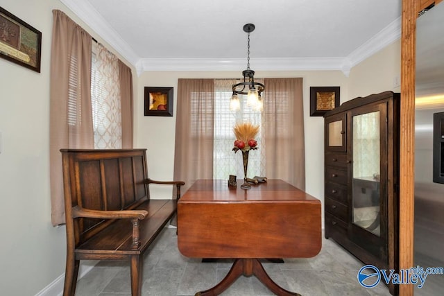 living area featuring ornamental molding