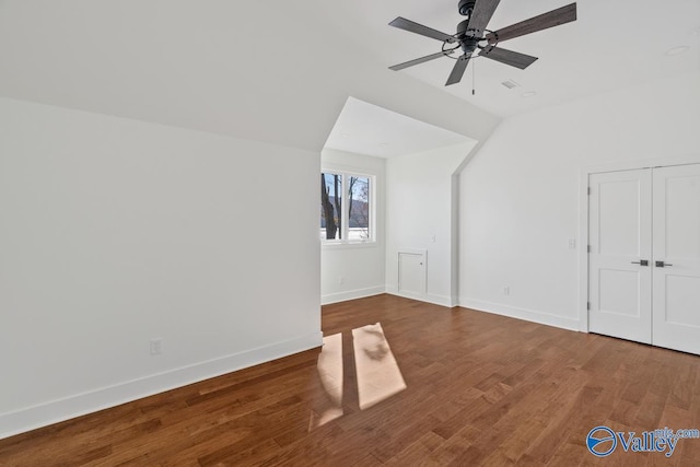 bonus room with ceiling fan and wood-type flooring