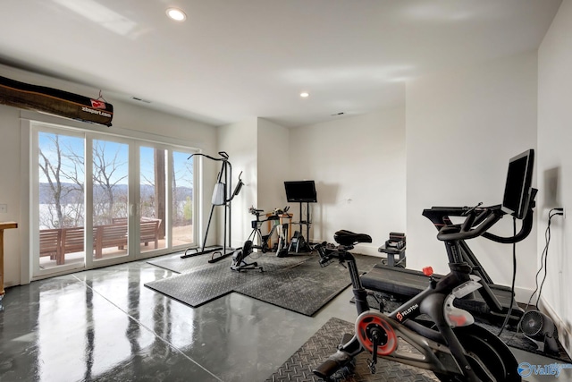 exercise area with recessed lighting