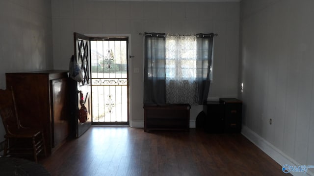 foyer with dark wood-type flooring