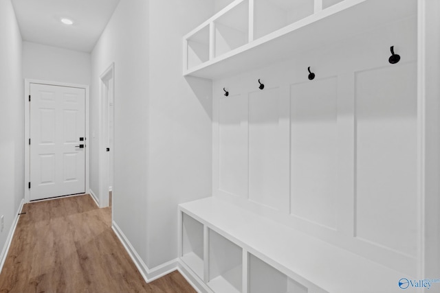 mudroom featuring light hardwood / wood-style flooring