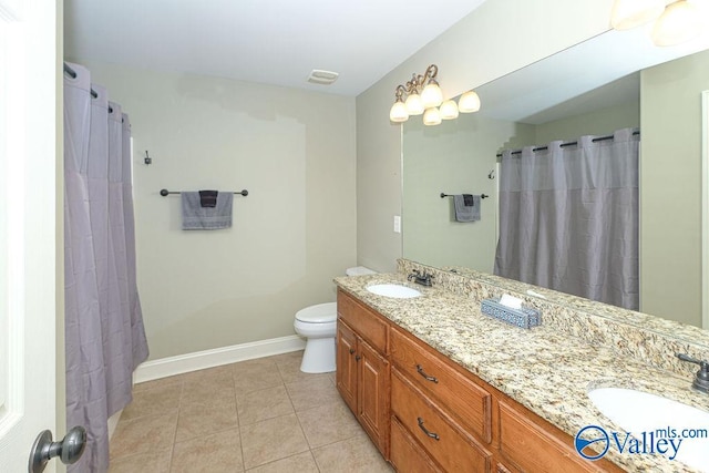 bathroom featuring tile patterned floors, toilet, and vanity