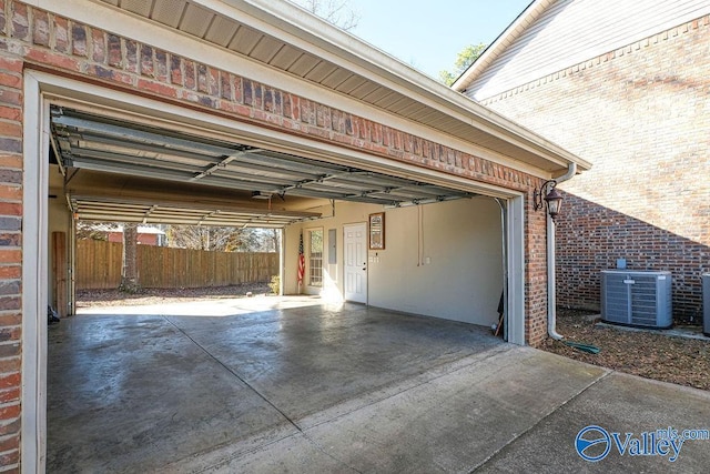 garage with central AC unit