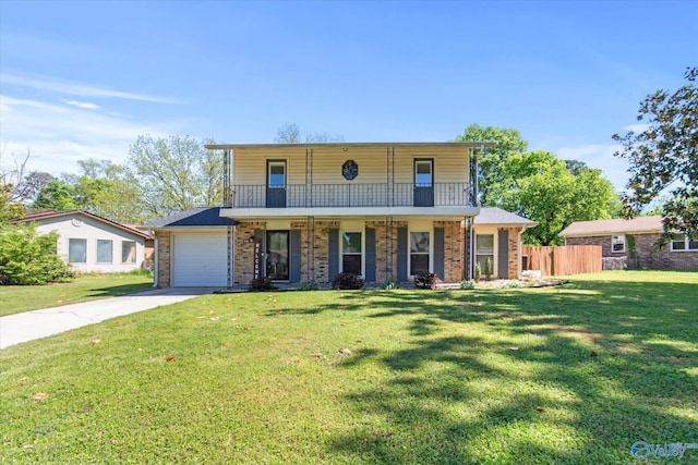11021 Jean Rd SE, Huntsville, AL 35803 - view of property with fence, a front lawn, driveway, and a balcony