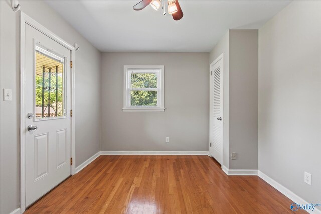 11021 Jean Rd SE, Huntsville, AL 35803 - interior space featuring baseboards, a ceiling fan, and light wood-style flooring