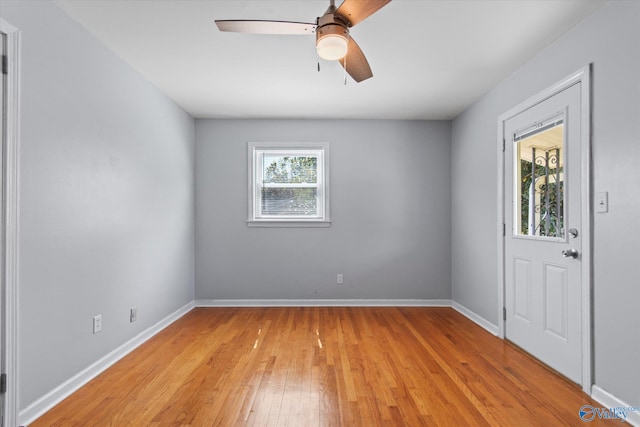 11021 Jean Rd SE, Huntsville, AL 35803 - empty room featuring baseboards, a ceiling fan, and light wood-style floors
