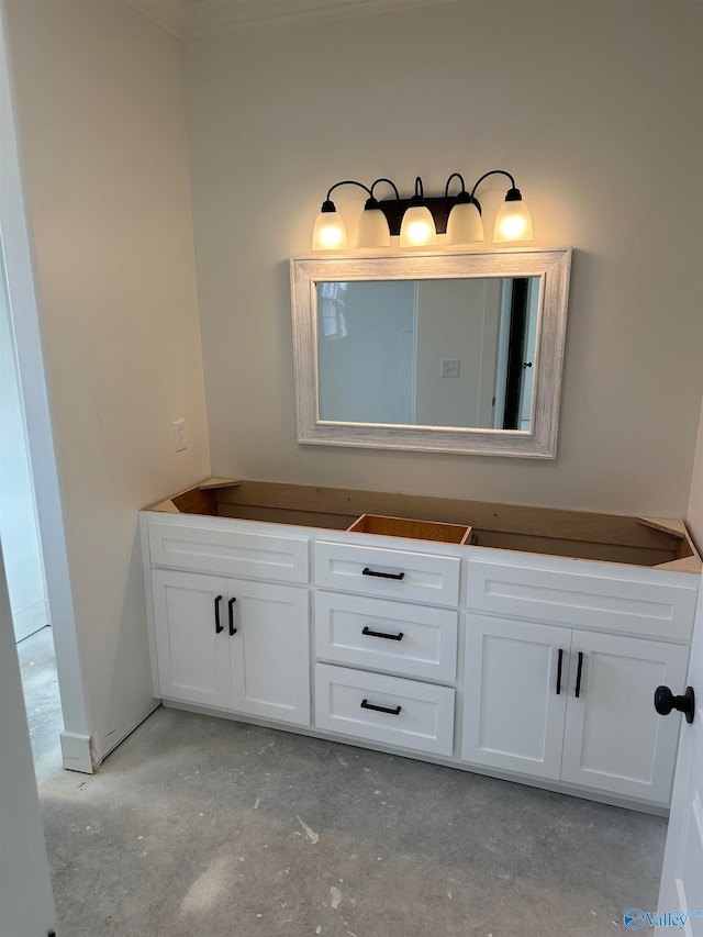 bathroom featuring unfinished concrete flooring