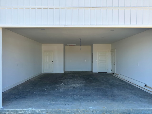 garage with baseboards