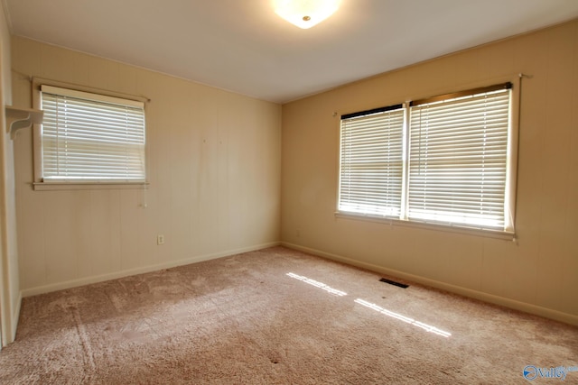 spare room featuring light carpet