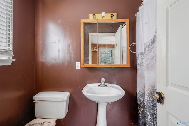 bathroom with a wealth of natural light and toilet