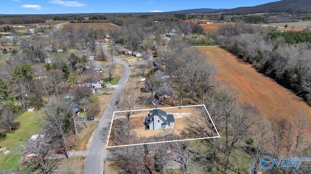 birds eye view of property with a rural view