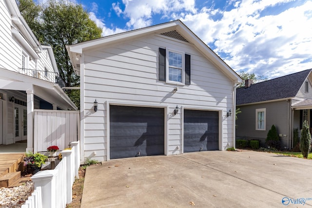 view of garage