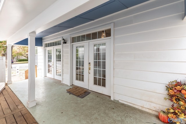 property entrance with french doors