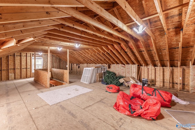 view of unfinished attic