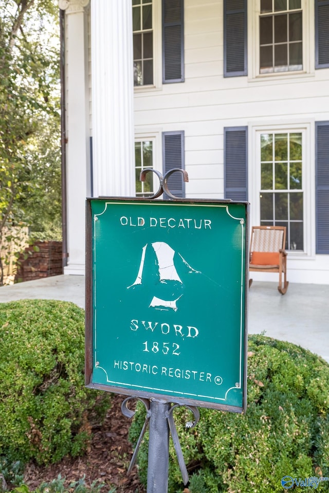 view of community sign