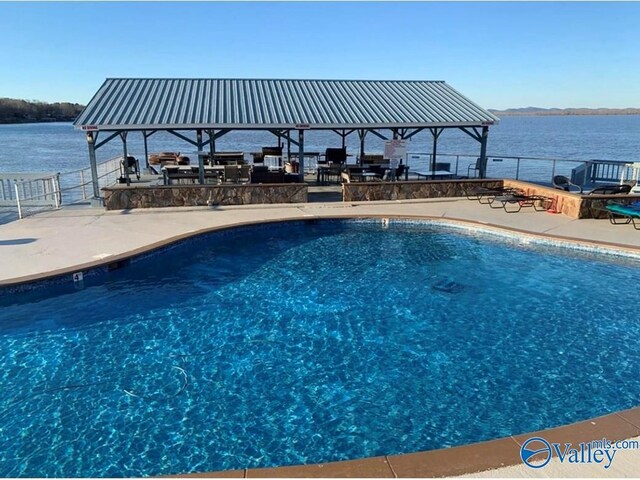 view of pool featuring a gazebo