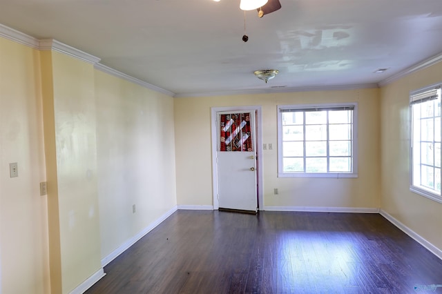 1324 Mckinley Ave NE, Huntsville, AL 35801 - unfurnished room featuring crown molding, dark wood-style floors, and baseboards