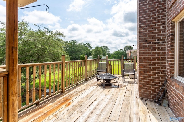 deck with a fire pit