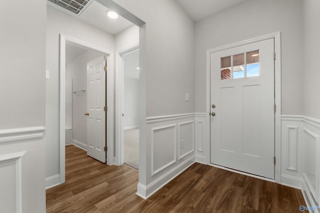 entrance foyer with dark wood-type flooring