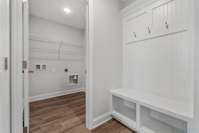 mudroom featuring dark hardwood / wood-style floors