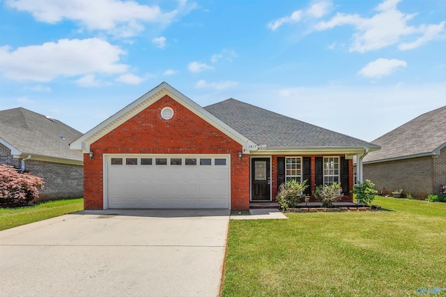 1417 Smith Ave SW, Decatur, AL 35603 - view of front of home with brick siding, a front yard, driveway, an attached garage, and roof with shingles