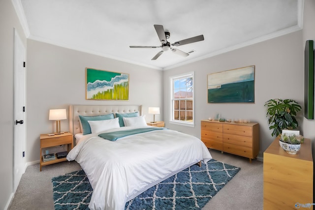 1417 Smith Ave SW, Decatur, AL 35603 - carpeted bedroom with crown molding, ceiling fan, and baseboards
