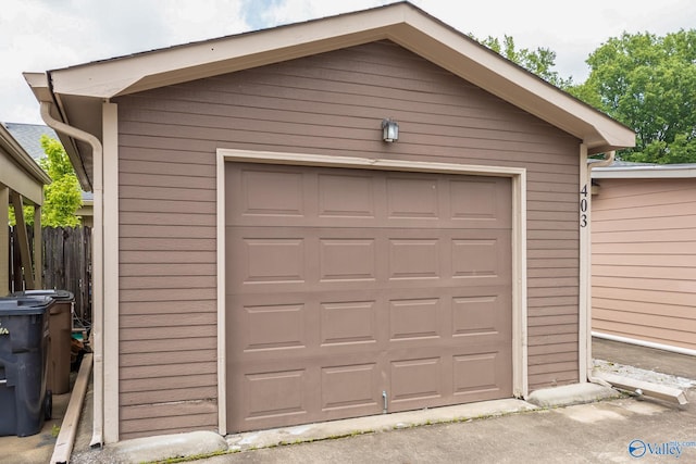 view of garage
