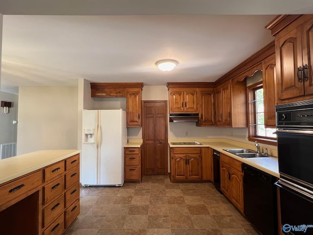 kitchen with sink and black appliances