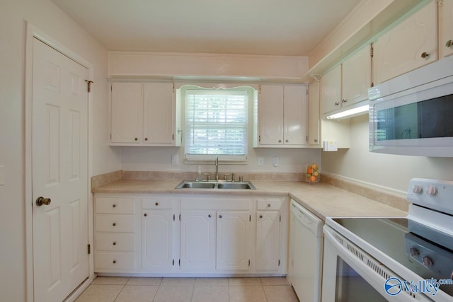 2404 Yorkshire Cir SW, Huntsville, AL 35803 - kitchen with white appliances, a sink, white cabinets, and light countertops