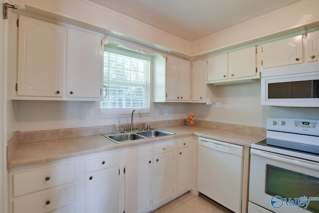 2404 Yorkshire Cir SW, Huntsville, AL 35803 - kitchen with white appliances, a sink, and white cabinetry