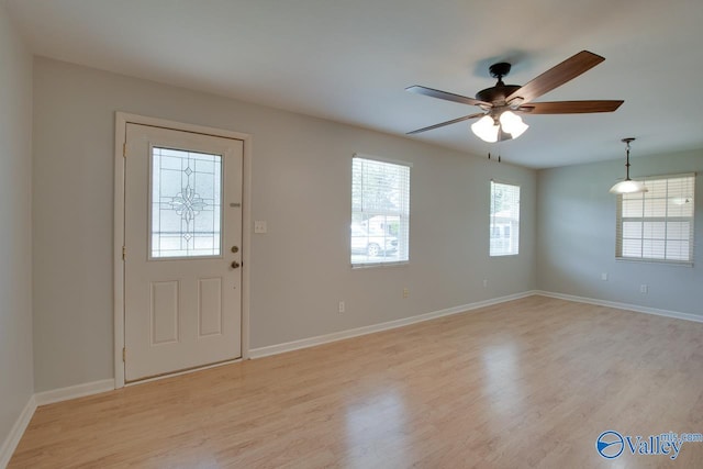 2404 Yorkshire Cir SW, Huntsville, AL 35803 - foyer entrance featuring light wood-style floors, baseboards, and a ceiling fan