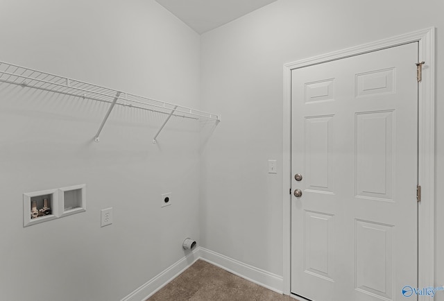 laundry room with laundry area, hookup for a washing machine, baseboards, and electric dryer hookup