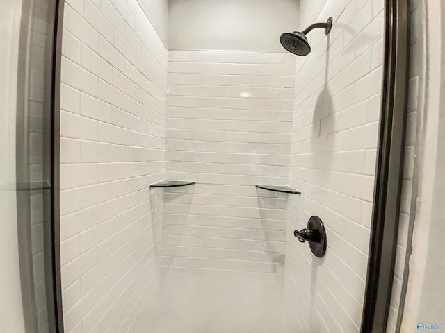 interior details featuring tiled shower