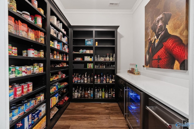 pantry featuring beverage cooler