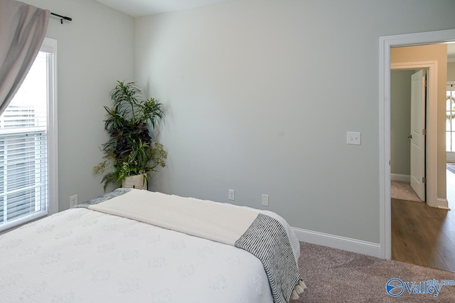 bedroom with wood-type flooring