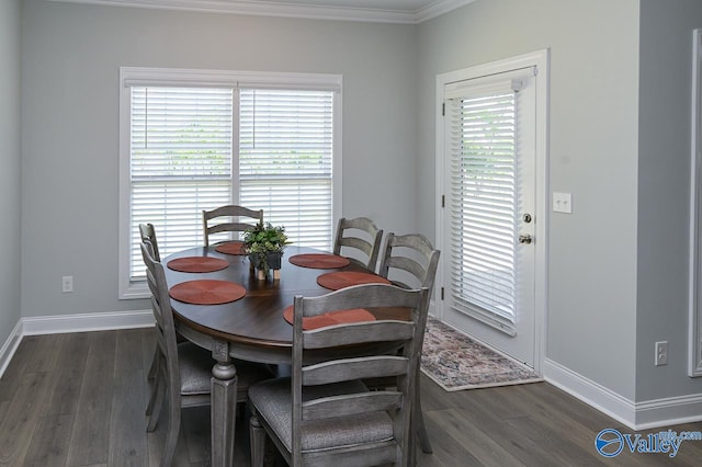 dining room featuring dark hardwood / wood-style floors and plenty of natural light