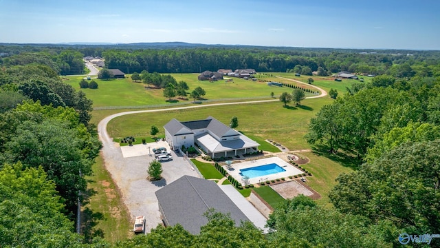 drone / aerial view with a rural view