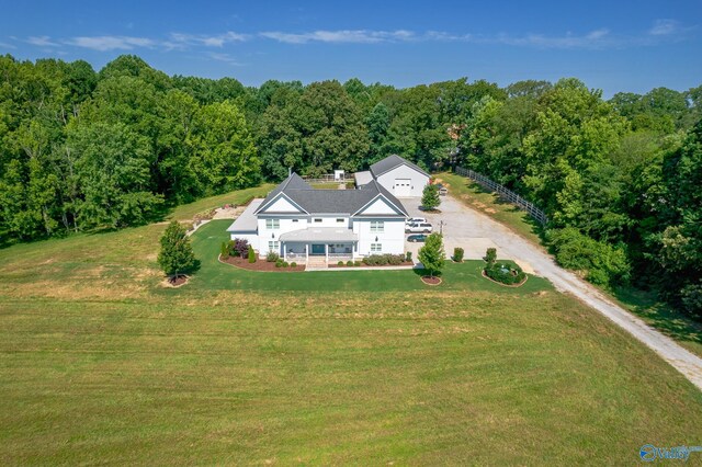 aerial view with a wooded view