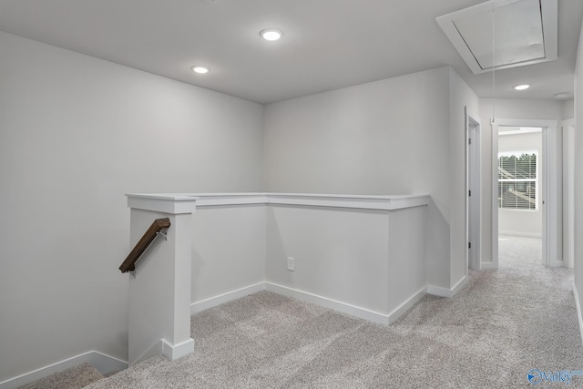 6208 Taramore Ln, Huntsville, AL 35806 - corridor with attic access, baseboards, carpet flooring, and an upstairs landing