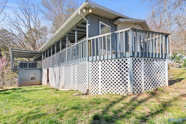 839 Bow Range Rd, Guntersville, AL 35976 - rear view of property with a wooden deck and a lawn