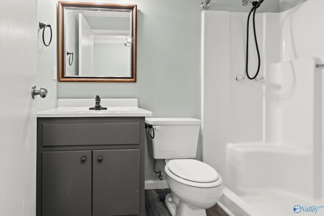 839 Bow Range Rd, Guntersville, AL 35976 - full bathroom with toilet, walk in shower, vanity, and baseboards