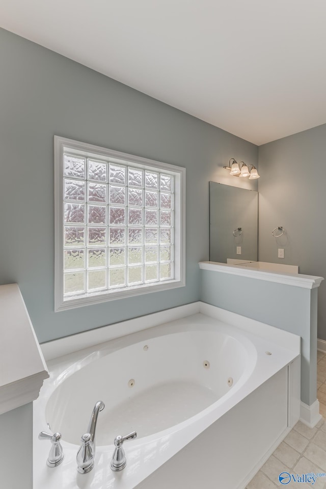 bathroom featuring a bathtub and tile patterned floors