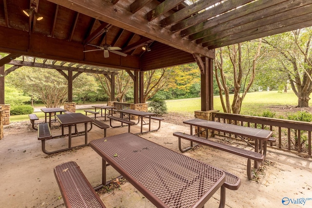 exterior space with a patio and a pergola