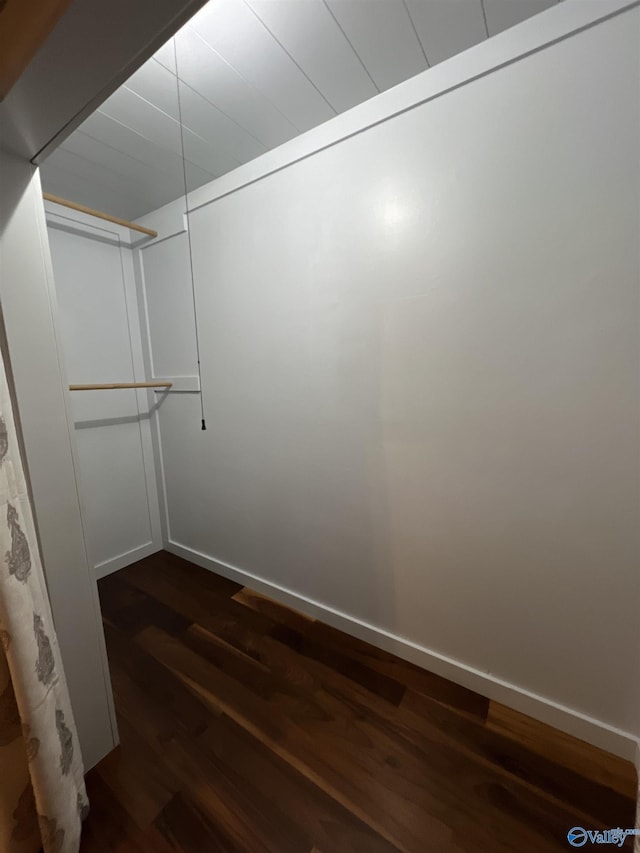 spacious closet with dark wood-type flooring