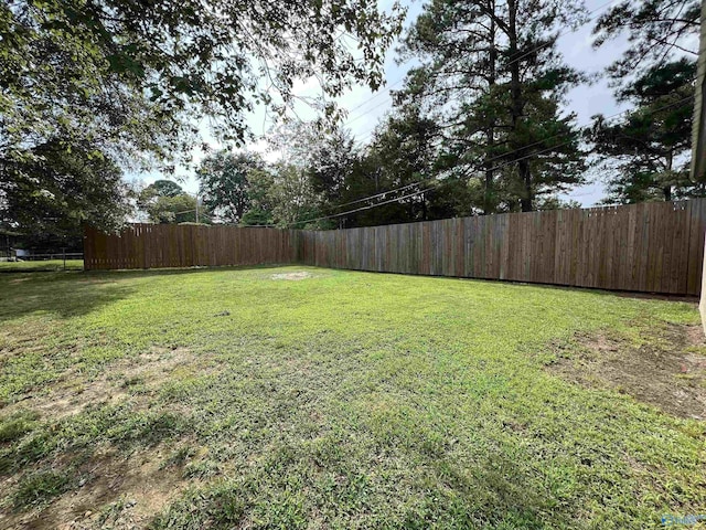 view of yard featuring a fenced backyard