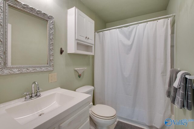 7615 Scottsboro Hwy, Scottsboro, AL 35769 - full bathroom featuring vanity, toilet, and a shower with curtain