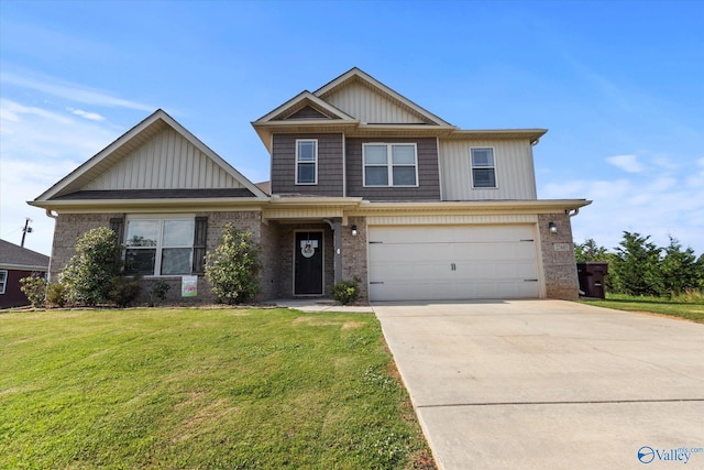 craftsman house featuring a garage and a front yard