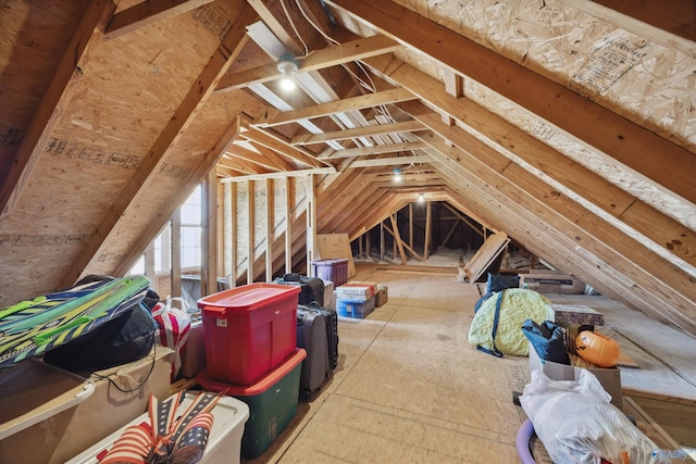 view of unfinished attic