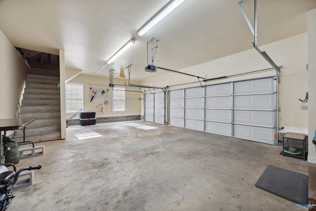 garage with a garage door opener